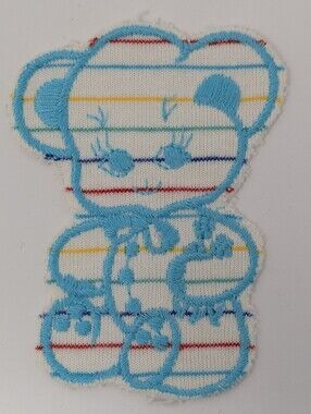Striped Teddy Bear Appliqué Patch Vintage Baby